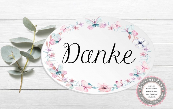 zauberhaftes ovales Türschild Schmetterlinge mit Wunschname - Kinderzimmer, zur Einschulung, Geburtstag, Taufe, Lüttentüddel®